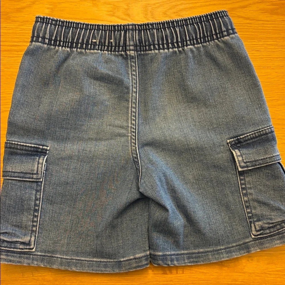 Boys Blue Denim Cargo Shorts with Drawstring - size 7